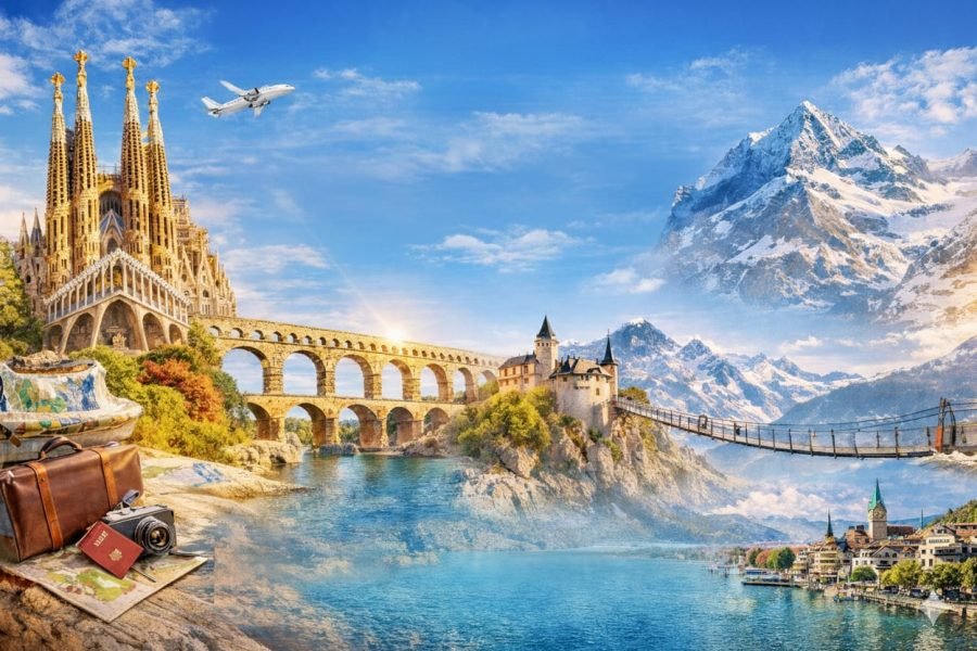 ✨ باكدج إسبانيا – فرنسا – سويسرا | برشلونة – شامبيري – زيورخ 6 أيام ✨